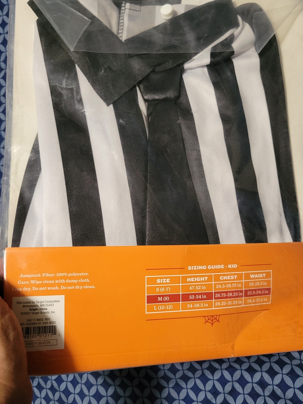 Kids Halloween Striped Jumpsuit Costume - Black & White Stripes With Tie